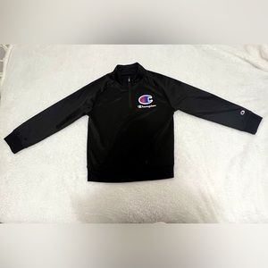Champion black turtle neck sweater with a small zip up at the top.
